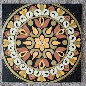 Mandala Art Painting - Black, Green, Yellow, Brown